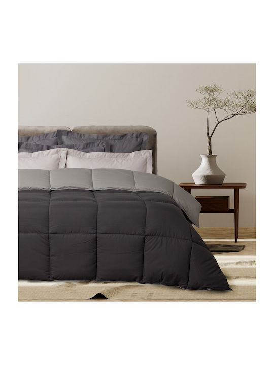 Das Home Duvet Single with Microfiber Filling 160x220cm 9693 Happy Black, Grey 550 GSMGsm 10.5 togs Togs