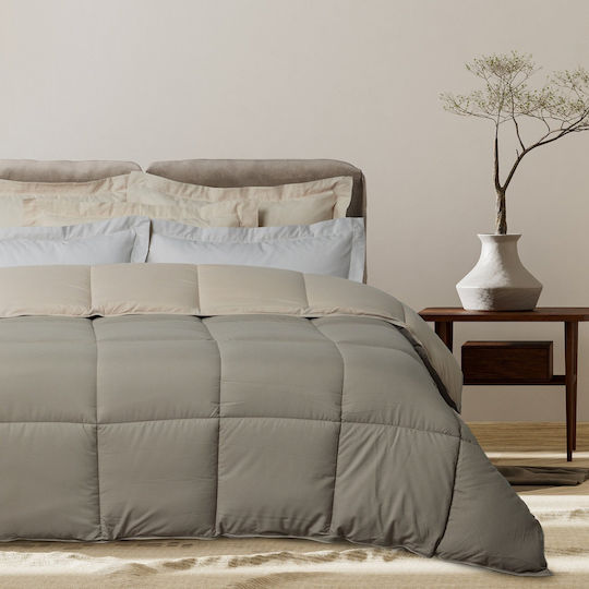 Das Home Πάπλωμα Μονό με Γέμιση Microfiber 160x220εκ. 9692 Happy Taupe 550 GSM 10.5 togs