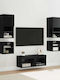 Wohnzimmer TV-Einheit Black Beech mit Vitrine & Beleuchtung L30xB30xH30cm