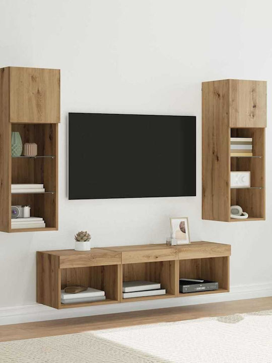 Wohnzimmer TV-Einheit Black Beech mit Beleuchtung L60xB30xH30cm