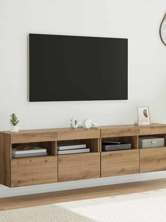 Living Room TV Unit with Lighting Artisan Oak L...