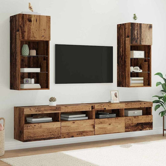 Living Room TV Unit with Lighting Coffee L40.5xW30xH90cm