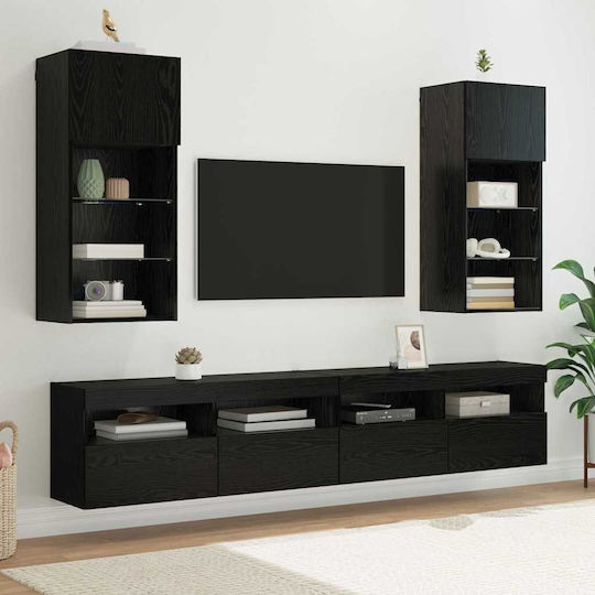 Животно помещение ТВ единица Black Beech с Осветление Д40.5xШ30xВ90бр