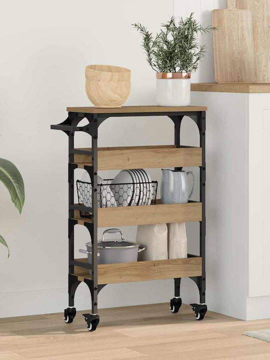 vidaXL Wooden Kitchen Trolley 4 Tiers Brown 53x...