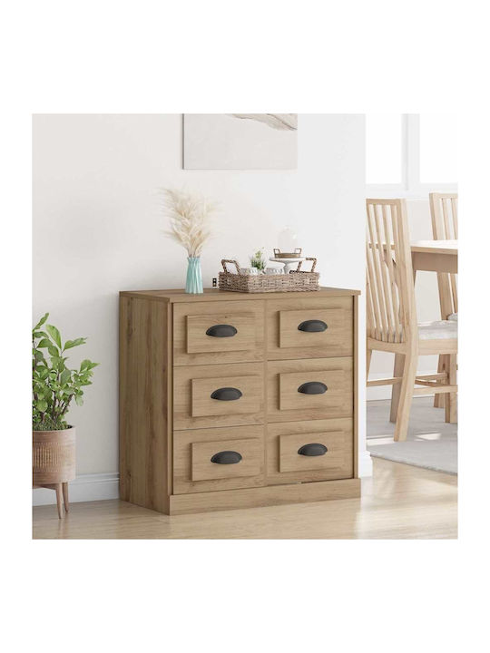 Sideboard Wooden with Drawers Artisan Oak 70x35.5x67.5cm