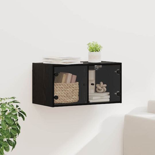Wall Living Room Cabinet Made of Particle Board Black Oak 68x37x35cm