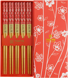 Комплект Пръчици За Хранене 5 Бройки Red Flower – Tokyo Design Studio