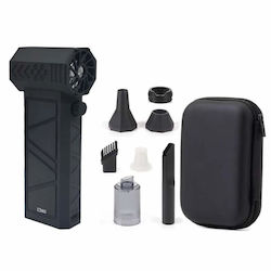 Siks Portable Compressed Air Blower Cordless Vacuum Function Violent Fan 2 In 1 15w 140000 Rpm 8000 Mah Battery Removing Vacuuming Dust From Pc Keyboard Phone Car Air Conditioner Furniture Pet Hair Black