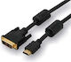 Dvi 18+1 M Hdmi M Видео Кабел 3м Позлатени Конектори Черен Blister Logo