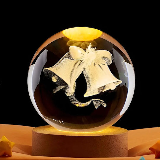 Decorative Crystal Ball Led 8cm 3d Wooden Base Design Bells