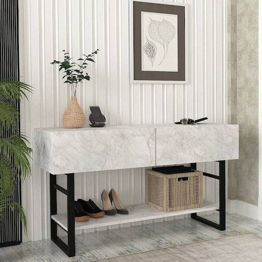 Aron Konsole Λευκό Εφέ Μαρμάρου L138.8xB41xH75.7cm