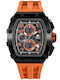 Tsar Bomba Herrenuhr 44mm Chronograph Batterie mit Orange Metallarmband