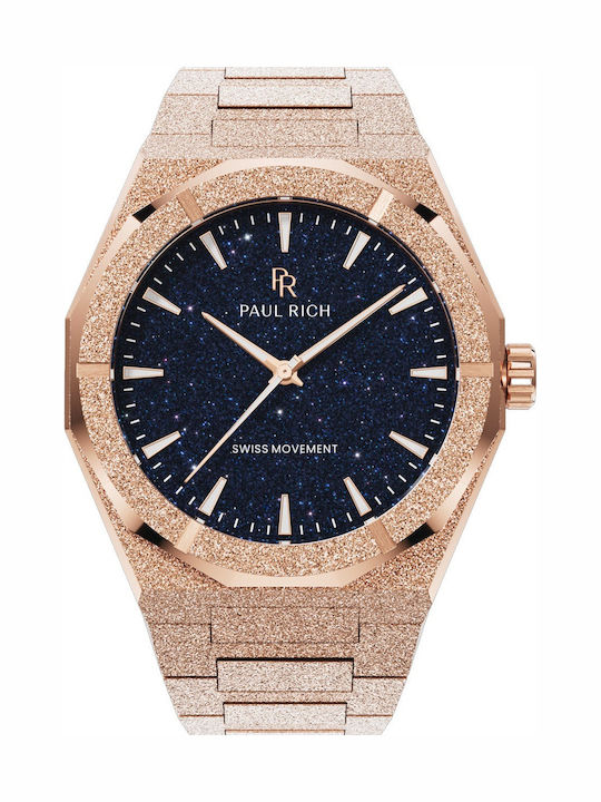 Paul Rich Herrenuhr 43mm Batterie mit Rose Gold Metallarmband