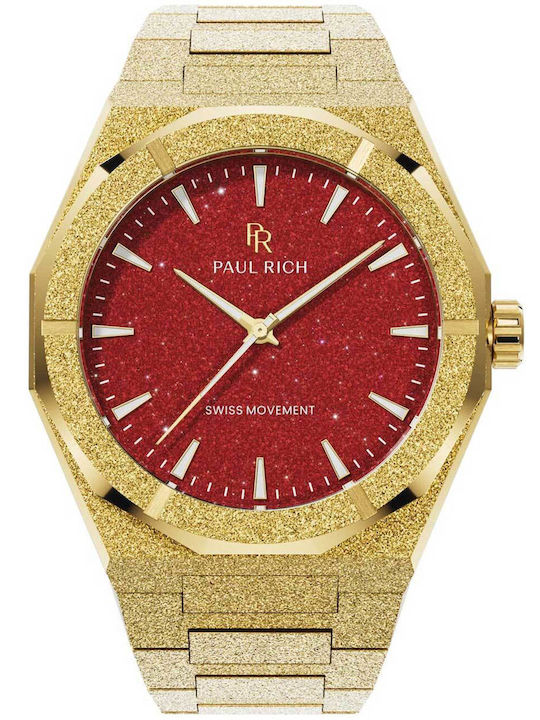 Paul Rich Herrenuhr 43mm Batterie mit Gold Metallarmband