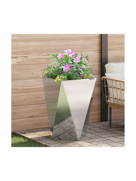 vidaXL Саксия Метал Silver 50x50x75см.