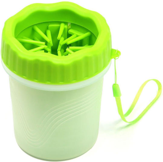 Dog Foot Cleaning Container Silicone Bristles Green Diameter 8cm Height 15cm