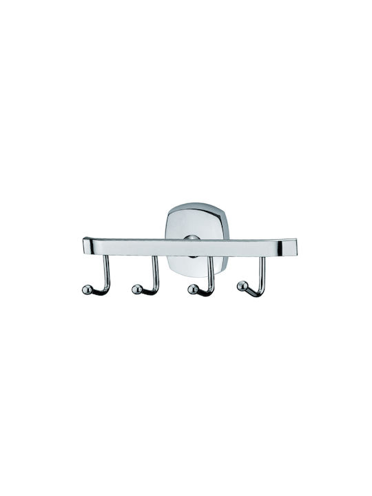 Bronze Art Wall-Mounted Bathroom Hook with 4 Positions Silver
