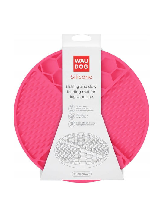 Silicone Licking Mat Collar Wau Dog Round 21.1x21.1x3cm Pink