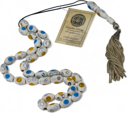 Camel Bone Worry Beads with Tassel with 33 Beads Brown