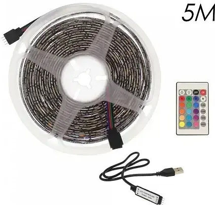 Αδιάβροχη Led Ταινία Usb 5v 5m Τηλεχειριστήριο Rgb Ip65 Rz-0003