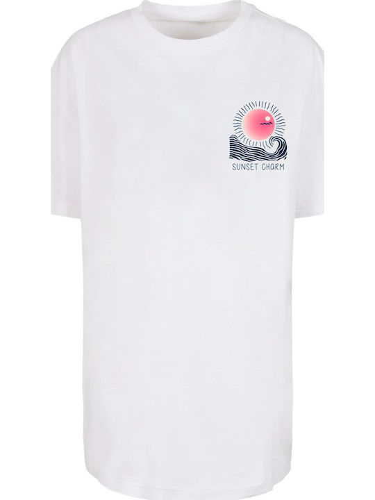 Tricou Oversized Ladies Sunset Charm Alb