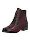 Leather Women's Ankle Boots Burgundy