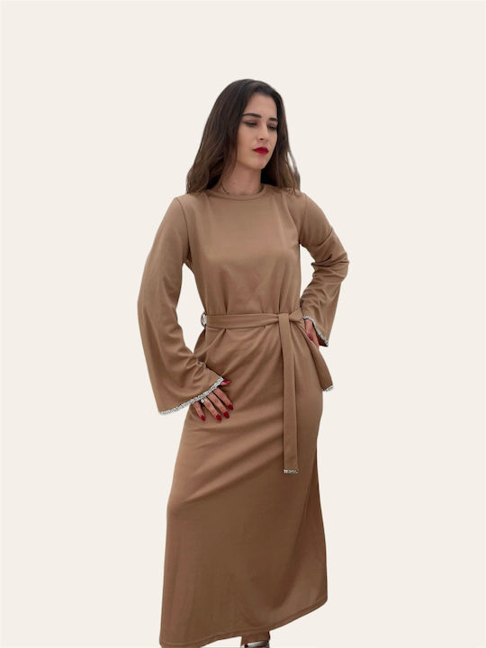 Maxi Kleid für Hochzeit / Taufe Beige