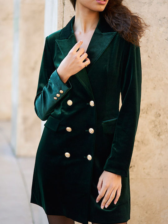 Abendkleid Hemdkleid Samt Cypress Green