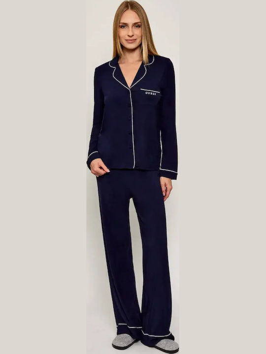 Guess Winter Women's Pyjama Set Navy Blue Carlyn