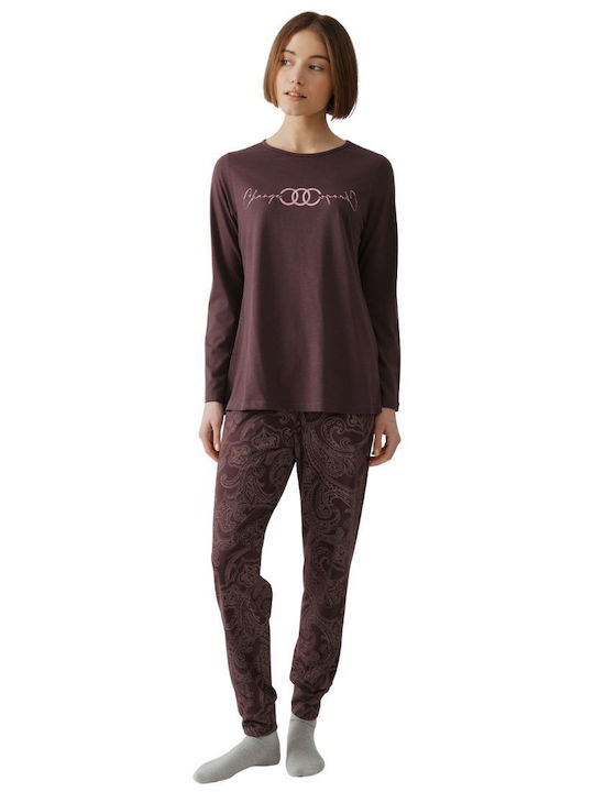 Minerva Winter Damen Pyjama-Set Purple