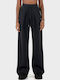 Women's Fabric Trousers in Palazzo Fit Black