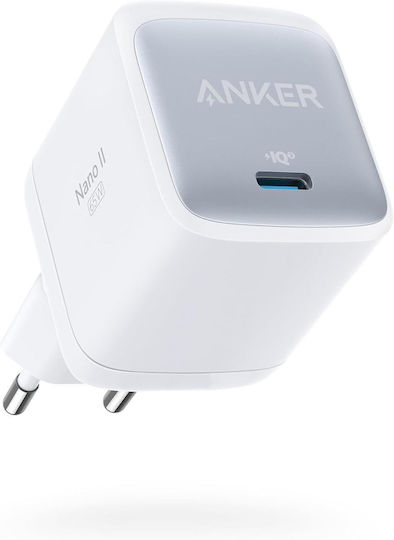Anker Ladegerät ohne Kabel mit USB-C Anschluss 65W Stromlieferung Weißs (Nano II)