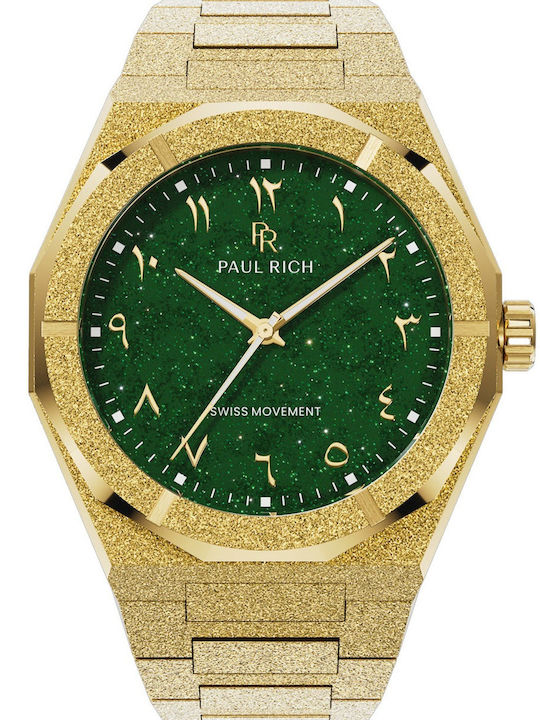 Paul Rich Herrenuhr 43mm Batterie mit Gold Metallarmband