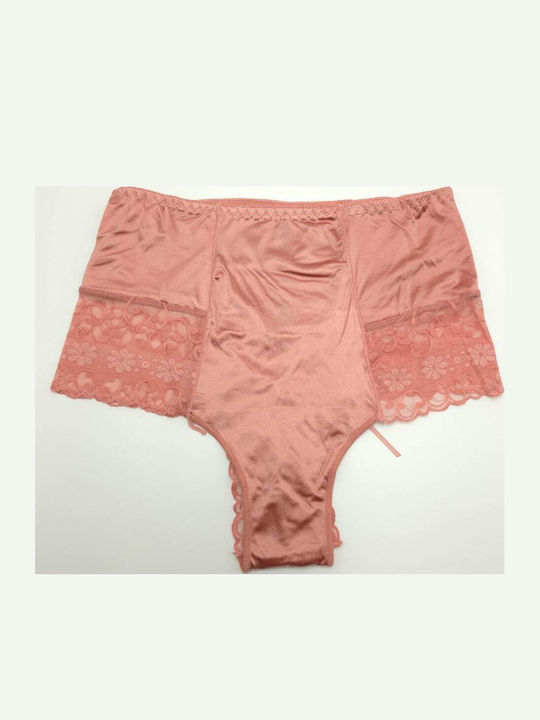 Ouno High-waisted Women's Brazil with Lace Pink