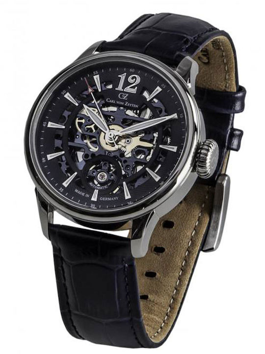 Carl Von Zeyten Men's Watch 40mm Automatic with Blue Leather Strap