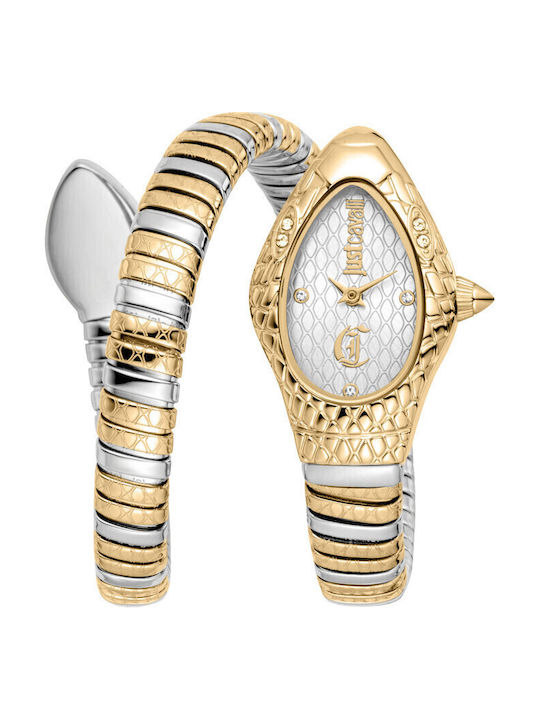 Just Cavalli Signature Snake Damen Uhr mit Gold Metallarmband