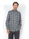Long-sleeved Flannel Shirt Checked Gray