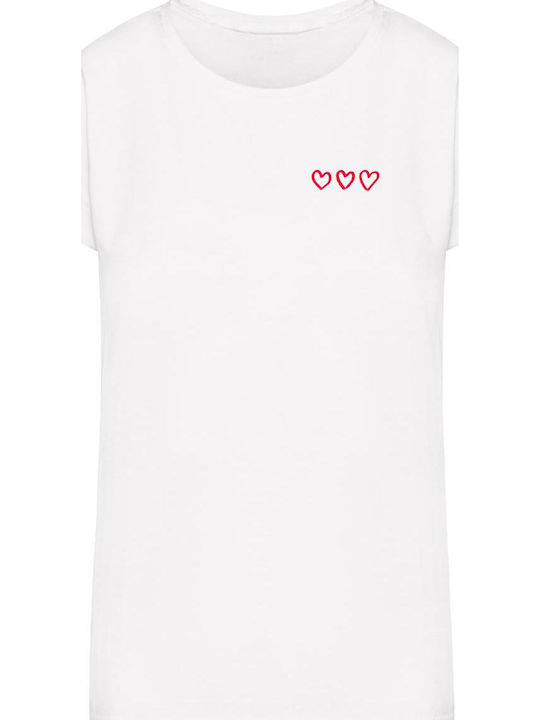 Three In A Row Damen Extended Shoulder T-Shirt Weiß