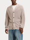 Men's Knitted Cardigan with Buttons Beige