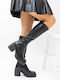 Synthetic Leather High Heel Women's Boots Black