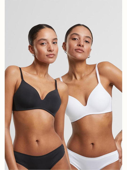 Ladies Basic Padded Bra 2-pack Black+white