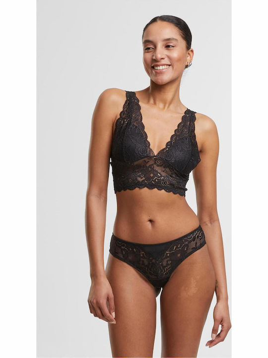 Ladies Allover Lace Bra Padded Black