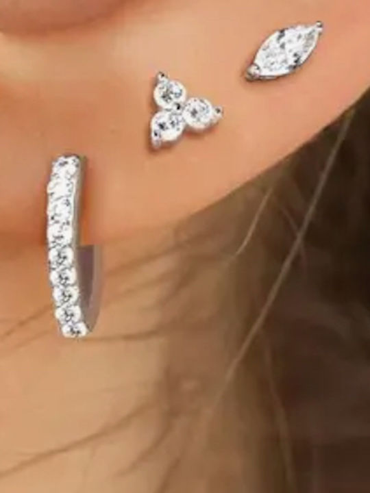 Amalfi Accessories Σετ Σκουλαρίκια Κρίκοι από Ατσάλι