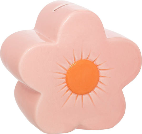 Kumbară Roz cu Floare Ceramică 13x7.5x13 Cm