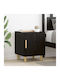 Wooden Bedside Table with Metal Legs Black 50x40x40cm