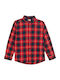 Kids Checked Shirt Long Sleeve Red