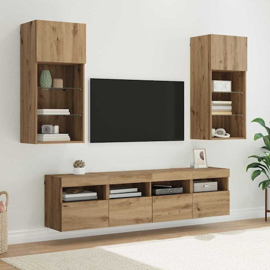 Σύνθετο Σαλονιού Artisan Oak με Φωτισμό Μ40.5xΒ30xΥ90εκ.