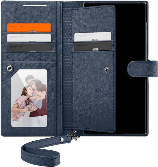 Spigen Портмоне Изкуствена кожа Тъмносин (Galaxy S24+)