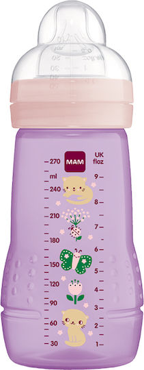 Mam Plastic Baby Bottle Easy Active Anti-colic with Silicone Teat for 2+ Months Pink 270ml