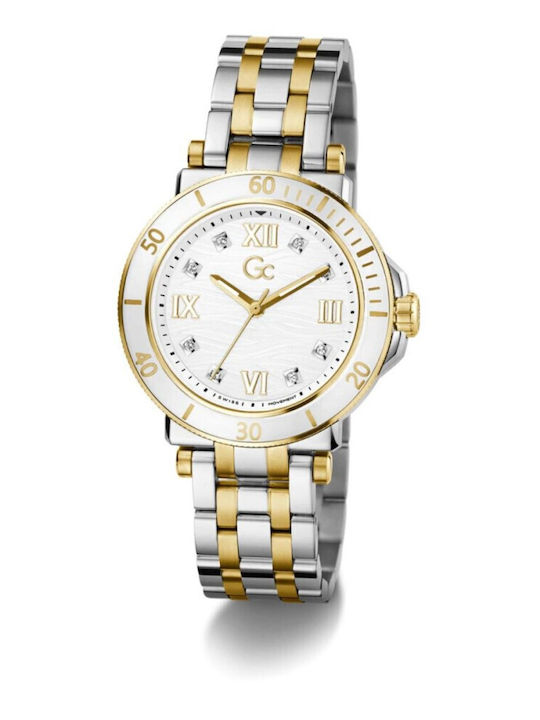 GC Watches Γυναικείο Ρολόι 36mm Μπαταρίας με Γκρι Μεταλλικό Μπρασελέ